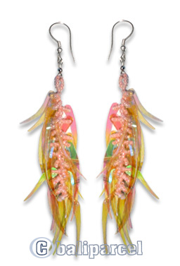 Earring, Handmade With Plastic And Glass Beads.