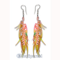 Earring, Handmade With Plastic And Glass Beads.