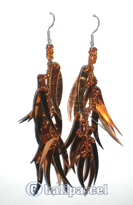 Earring, Handmade With Plastic And Glass Beads.