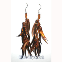 Earring, Handmade With Plastic And Glass Beads.