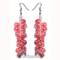 Earring, Handmade With Plastic And Glass Beads.