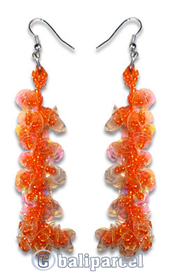 Earring, Handmade With Plastic And Glass Beads.