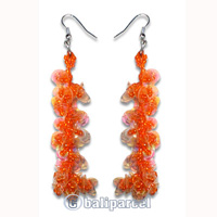 Earring, Handmade With Plastic And Glass Beads.