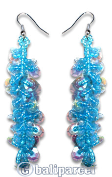 Earring, Handmade With Plastic And Glass Beads.