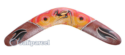 Aboriginal Dot Art Boomerang, Hand Carved From Sono Wood