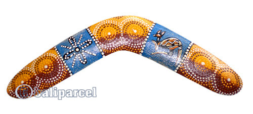 Aboriginal Dot Art Boomerang, Hand Carved From Sono Wood