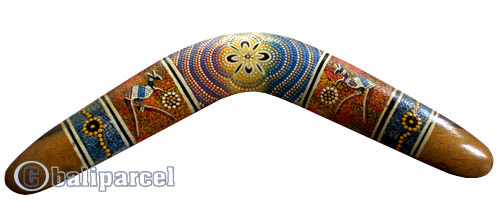 Aboriginal Dot Art Boomerang, Hand Carved From Sono Wood