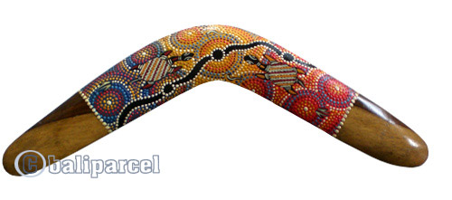 Aboriginal Dot Art Boomerang, Hand Carved From Sono Wood