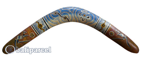 Aboriginal Dot Art Boomerang, Hand Carved From Sono Wood