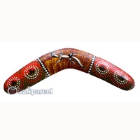 Aboriginal Dot Art Boomerang, Hand Carved From Sono Wood