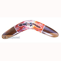 Aboriginal Dot Art Boomerang, Hand Carved From Sono Wood