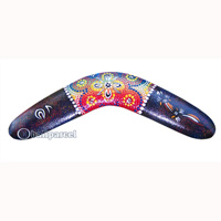 Aboriginal Dot Art Boomerang, Hand Carved From Sono Wood