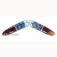 Aboriginal Dot Art Boomerang, Hand Carved From Sono Wood