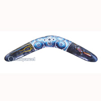 Aboriginal Dot Art Boomerang, Hand Carved From Sono Wood