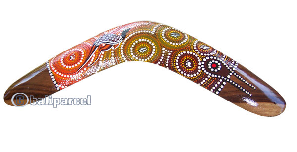 Aboriginal Dot Art Boomerang, Hand Carved From Sono Wood