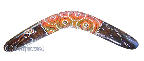 Aboriginal Dot Art Boomerang, Hand Carved From Sono Wood