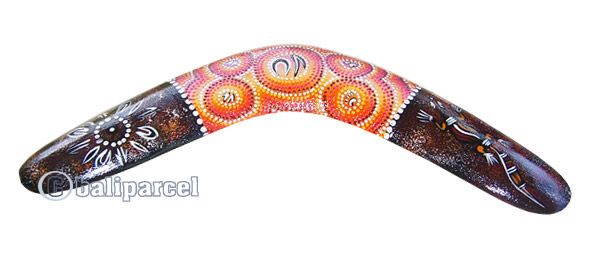 Aboriginal Dot Art Boomerang, Hand Carved From Sono Wood