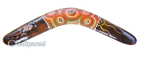 Aboriginal Dot Art Boomerang, Hand Carved From Sono Wood