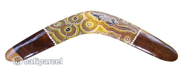 Aboriginal Dot Art Boomerang, Hand Carved From Sono Wood