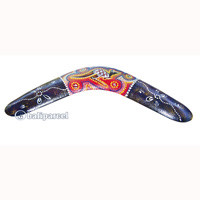 Aboriginal Dot Art Boomerang, Hand Carved From Sono Wood