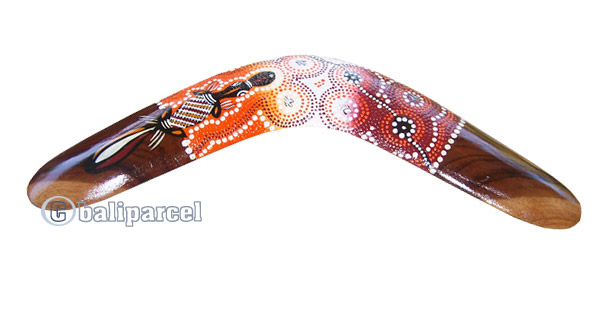 Aboriginal Dot Art Boomerang, Hand Carved From Sono Wood