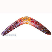 Aboriginal Dot Art Boomerang, Hand Carved From Sono Wood