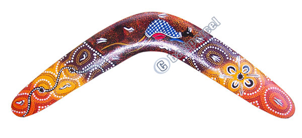 Aboriginal Dot Art Boomerang, Hand Carved From Sono Wood