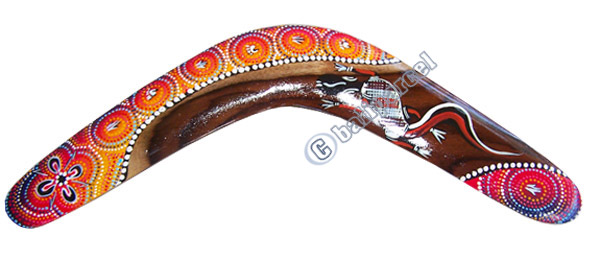 Aboriginal Dot Art Boomerang, Hand Carved From Sono Wood