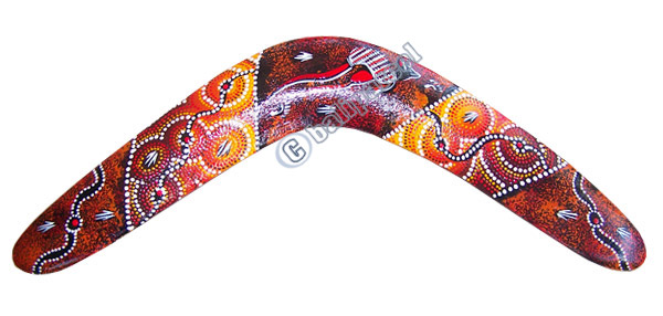Aboriginal Dot Art Boomerang, Hand Carved From Sono Wood