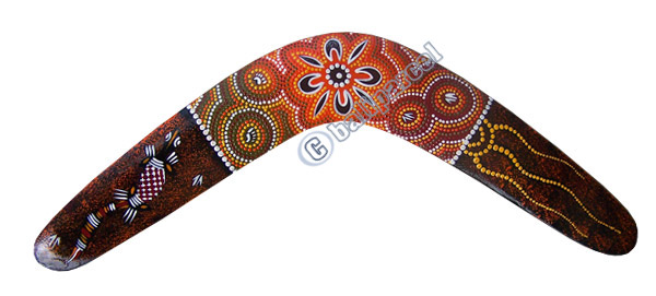 Aboriginal Dot Art Boomerang, Hand Carved From Sono Wood