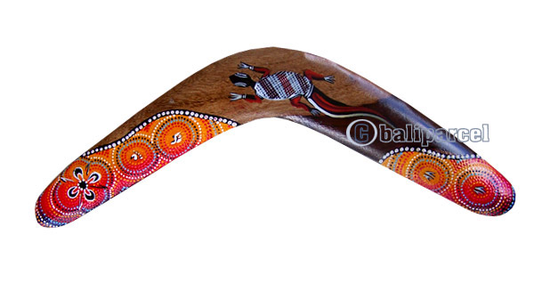 Aboriginal Dot Art Boomerang, Hand Carved From Sono Wood