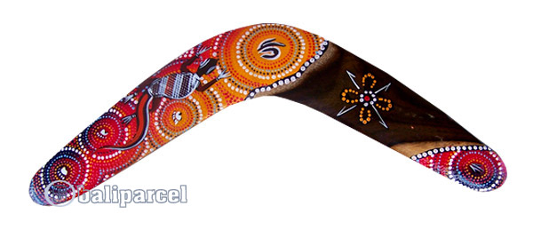 Aboriginal Dot Art Boomerang, Hand Carved From Sono Wood