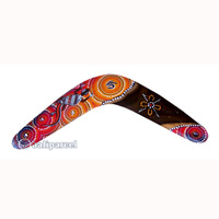 Aboriginal Dot Art Boomerang, Hand Carved From Sono Wood