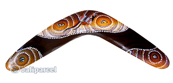 Aboriginal Dot Art Boomerang, Hand Carved From Sono Wood
