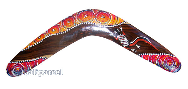 Aboriginal Dot Art Boomerang, Hand Carved From Sono Wood