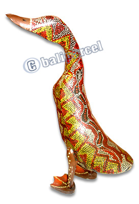 Bamboo Duck,  Handmade From Bamboo Root, Dot Painted