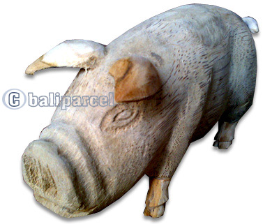 Bamboo Pig, Handmade From Bamboo Root, Natural