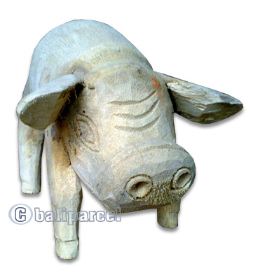 Bamboo Pig, Handmade From Bamboo Root, Natural