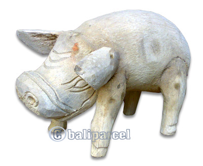 Bamboo Pig, Handmade From Bamboo Root, Natural