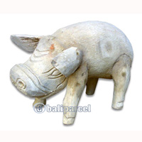 Bamboo Pig, Handmade From Bamboo Root, Natural