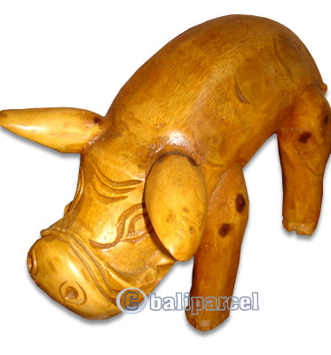 Bamboo Pig, Handmade From Bamboo Root, Natural