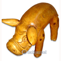 Bamboo Pig, Handmade From Bamboo Root, Natural