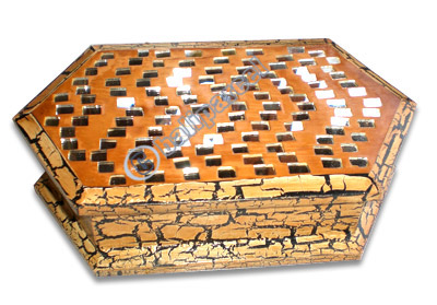 Mosaic Jewelry Box, Handmade From Albesia Wood