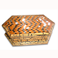 Mosaic Jewelry Box, Handmade From Albesia Wood