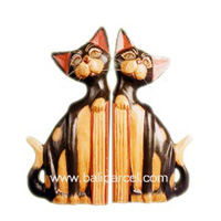 Wooden Bookends Cat, Set Of 2