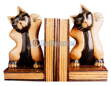 Wooden Bookends Cat, Set Of 2