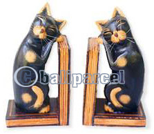 Wooden Bookends Cat, Set Of 2