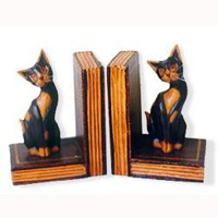 Wooden Bookends Cat, Set Of 2