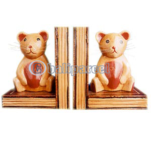 Wooden Bookends Cat, Set Of 2