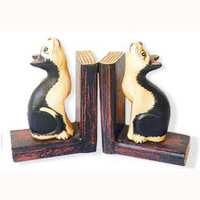 Wooden Bookends Cat, Set Of 2